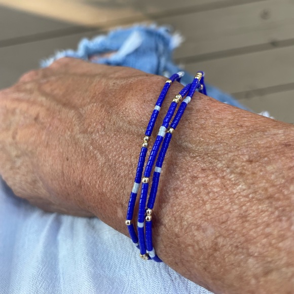 Memphis Gameday stack! miyuki delicas seed beed +14k gold filled bead bracelets - Picture 3 of 15